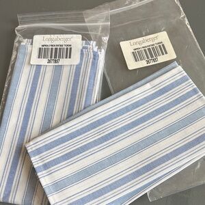 Longaberger Striped Blue and White Napkins